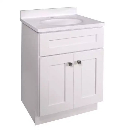 19"x25" Brookings Shaker Two Door Vanity with 4" Cultured Marble Centerset White - Design House LA: Bathroom Sink Cabinet Storage