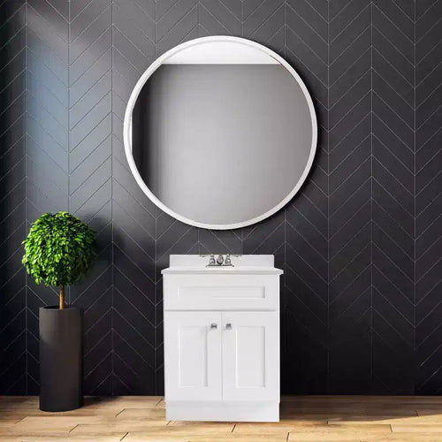 Meuble-lavabo Brookings Shaker 2 portes de 48,26 cm x 63,5 cm avec dessus de marbre reconstitué blanc, entraxe de 10,16 cm - Design House LA : Meuble de rangement sous lavabo de salle de bain