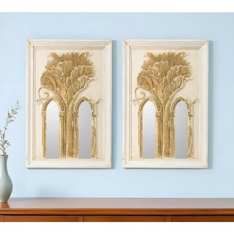 30 miroirs décoratifs encadrés en bois blanc et doré