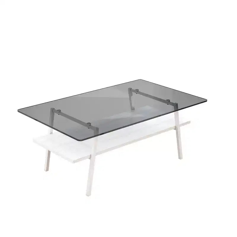 Tables basse et d'appoint, Table en verre trempé avec couche MDF, Tables modernes pour salon, Verre gris