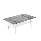 Tables basse et d'appoint, Table en verre trempé avec couche MDF, Tables modernes pour salon, Verre gris