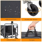 Chariot de jardin pliable portable noir de 29,3 pouces de large