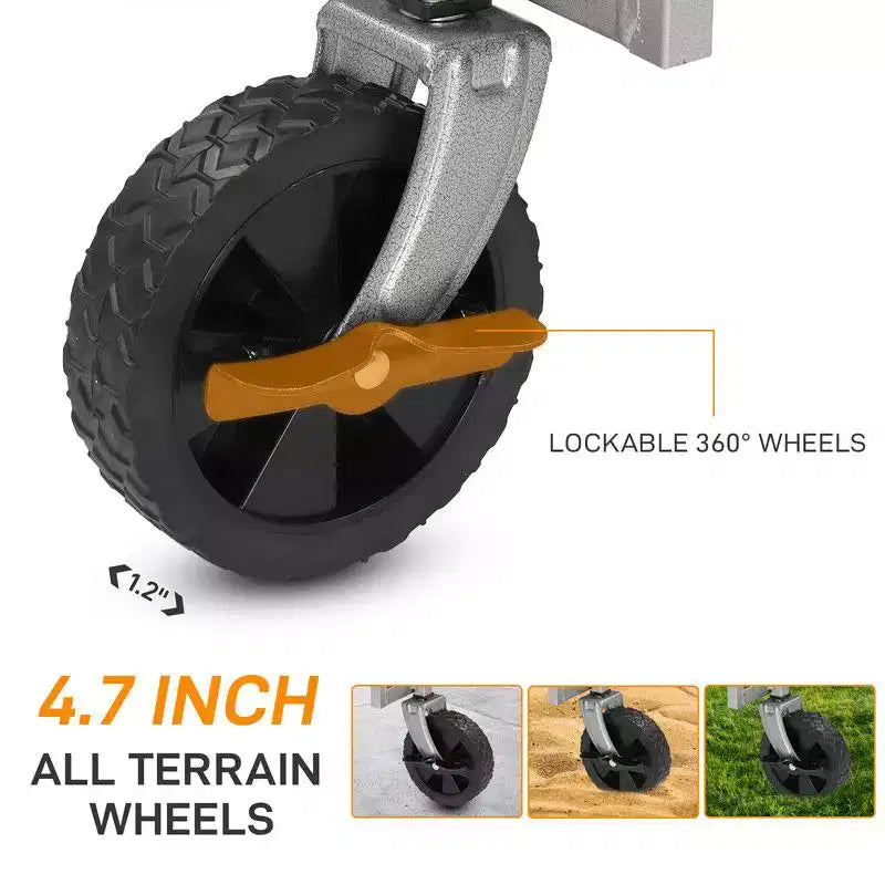 Chariot de jardin pliable portable noir de 29,3 pouces de large