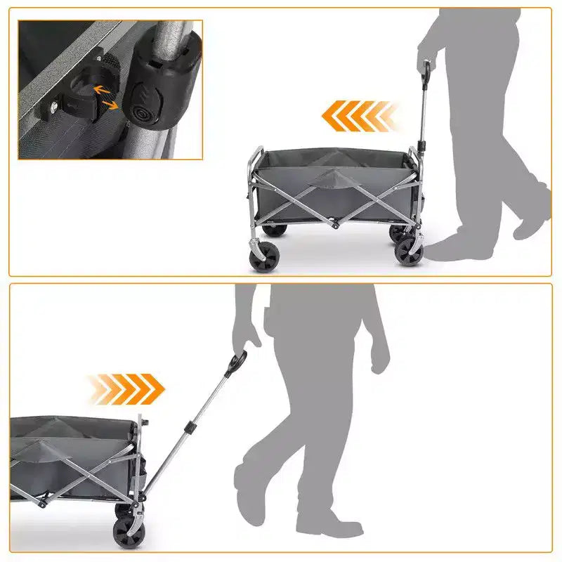 Chariot de jardin pliable portable noir de 29,3 pouces de large