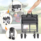 Chariot de jardin pliable portable noir de 29,3 pouces de large