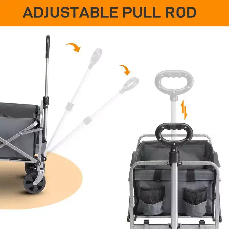 Chariot de jardin pliable portable noir de 29,3 pouces de large