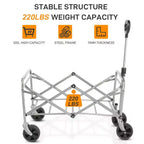 Chariot de jardin pliable portable noir de 29,3 pouces de large