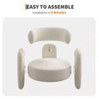 Fauteuil d'appoint moderne en chenille - Rembourrage de style Mid-Century, accoudoir rond confortable, dossier ouvert, coin arrondi, pour chambre, bureau ou café