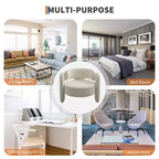 Fauteuil d'appoint moderne en chenille - Rembourrage de style Mid-Century, accoudoir rond confortable, dossier ouvert, coin arrondi, pour chambre, bureau ou café