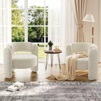 Fauteuil d'appoint moderne en chenille - Rembourrage de style Mid-Century, accoudoir rond confortable, dossier ouvert, coin arrondi, pour chambre, bureau ou café