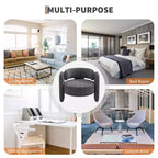 Fauteuil d'appoint moderne en chenille - Rembourrage de style Mid-Century, accoudoir rond confortable, dossier ouvert, coin arrondi, pour chambre, bureau ou café
