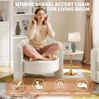 Fauteuil d'appoint moderne en chenille - Rembourrage de style Mid-Century, accoudoir rond confortable, dossier ouvert, coin arrondi, pour chambre, bureau ou café