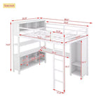 Lit mezzanine pleine grandeur avec armoire et bureau en L, lits superposés en métal robuste avec étagères de rangement, lits mezzanine modernes pour adolescents et adultes