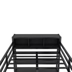 Lit mezzanine pleine grandeur avec armoire et bureau en L, lits superposés en métal robuste avec étagères de rangement, lits mezzanine modernes pour adolescents et adultes