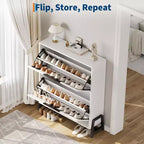 Meuble à chaussures avec tiroirs basculants, Organiseur de chaussures d'entrée avec tiroir, Meuble à chaussures étroit et discret sur pied pour l'entrée, le couloir