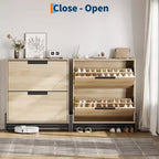 Meuble à chaussures avec tiroirs basculants, Organiseur de chaussures d'entrée avec tiroir, Meuble à chaussures étroit et discret sur pied pour l'entrée, le couloir
