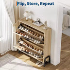 Meuble à chaussures avec tiroirs basculants, Organiseur de chaussures d'entrée avec tiroir, Meuble à chaussures étroit et discret sur pied pour l'entrée, le couloir