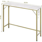 39.4 Table console moderne avec station de charge intégrée, plateau fin et pieds en métal, pour entrée, couloir et derrière le canapé, pour salon, appartement