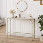 39.4 Table console moderne avec station de charge intégrée, plateau fin et pieds en métal, pour entrée, couloir et derrière le canapé, pour salon, appartement