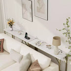 39.4 Table console moderne avec station de charge intégrée, plateau fin et pieds en métal, pour entrée, couloir et derrière le canapé, pour salon, appartement