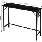 39.4 Table console moderne avec station de charge intégrée, plateau fin et pieds en métal, pour entrée, couloir et derrière le canapé, pour salon, appartement