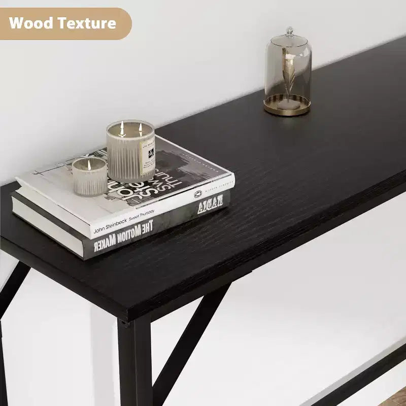 39.4 Table console moderne avec station de charge intégrée, plateau fin et pieds en métal, pour entrée, couloir et derrière le canapé, pour salon, appartement