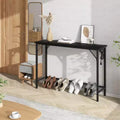 39.4 Modern Console Table with Built-in Charging Station, Slim Top & Metal Legs, Entryway, Hallway & Behind Sofa Table for Living Room, Apartment