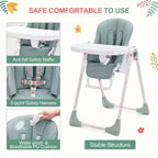 Chaise haute bébé pliable avec hauteur réglable, 5 positions d'inclinaison et double plateau amovible - Facile à nettoyer, chaise haute compacte pour nourrissons et tout-petits