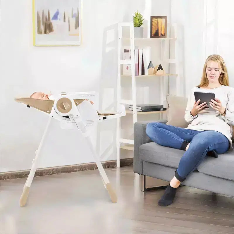 Chaise haute bébé pliable avec hauteur réglable, 5 positions d'inclinaison et double plateau amovible - Facile à nettoyer, chaise haute compacte pour nourrissons et tout-petits