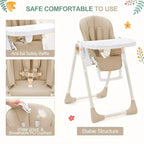 Chaise haute bébé pliable avec hauteur réglable, 5 positions d'inclinaison et double plateau amovible - Facile à nettoyer, chaise haute compacte pour nourrissons et tout-petits
