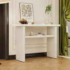 Console élégante et minimaliste avec bords arrondis et étagère robuste pour le salon, finition gris délavé.
