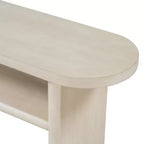 Console élégante et minimaliste avec bords arrondis et étagère robuste pour le salon, finition gris délavé.