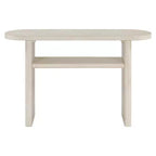 Console élégante et minimaliste avec bords arrondis et étagère robuste pour le salon, finition gris délavé.