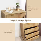 Commode à 4 tiroirs pour chambre à coucher, commode haute cannelée, commode de chambre à coucher, commode moderne du milieu du siècle pour chambre à coucher, salon, couloir, placard, chêne