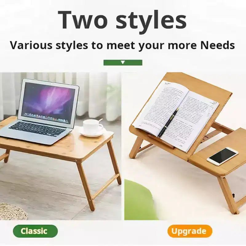Support pour ordinateur portable pour lit, bureau en bambou pour genoux, hauteur et angle réglables, plateau pliable pour canapé, canapé, sol pour travailler, dessiner, lire, manger