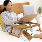 Support pour ordinateur portable pour lit, bureau en bambou pour genoux, hauteur et angle réglables, plateau pliable pour canapé, canapé, sol pour travailler, dessiner, lire, manger