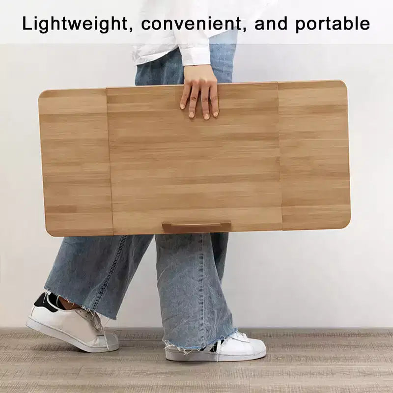 Support pour ordinateur portable pour lit, bureau en bambou pour genoux, hauteur et angle réglables, plateau pliable pour canapé, canapé, sol pour travailler, dessiner, lire, manger
