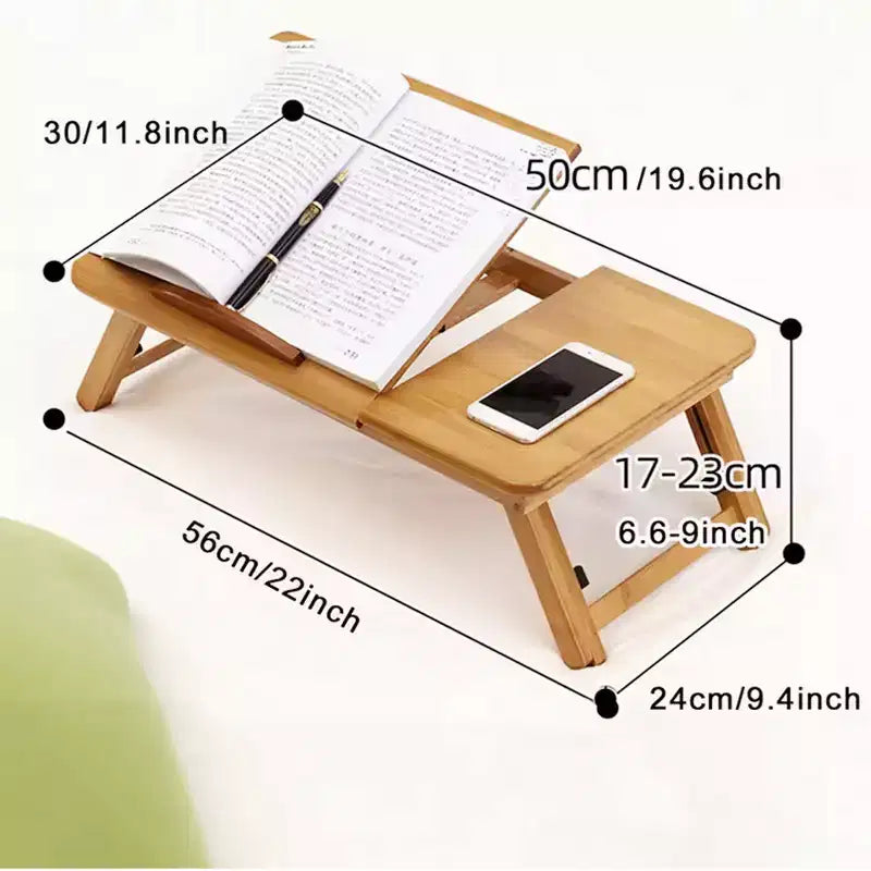 Support pour ordinateur portable pour lit, bureau en bambou pour genoux, hauteur et angle réglables, plateau pliable pour canapé, canapé, sol pour travailler, dessiner, lire, manger