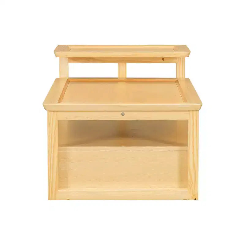Table basse moderne avec étagère de rangement, double plateau et tiroir en rotin pour salon