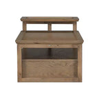 Table basse moderne avec étagère de rangement, double plateau et tiroir en rotin pour salon