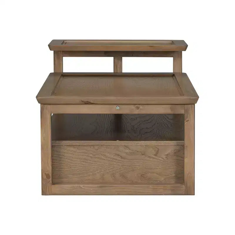 Table basse moderne avec étagère de rangement, double plateau et tiroir en rotin pour salon