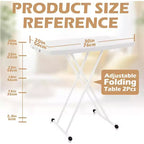 Table pliante, Table à manger rectangulaire réglable, Table carrée en plastique simple pour chevet, pour fête, repas, événements, pique-nique intérieur, extérieur, camping