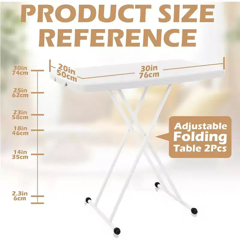 Table pliante, Table à manger rectangulaire réglable, Table carrée en plastique simple pour chevet, pour fête, repas, événements, pique-nique intérieur, extérieur, camping
