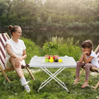 Table pliante, Table à manger rectangulaire réglable, Table carrée en plastique simple pour chevet, pour fête, repas, événements, pique-nique intérieur, extérieur, camping