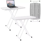 Table pliante, Table à manger rectangulaire réglable, Table carrée en plastique simple pour chevet, pour fête, repas, événements, pique-nique intérieur, extérieur, camping