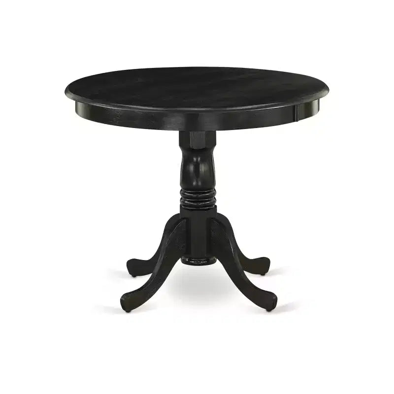 Ensemble de salle à manger 5 pièces Belmont avec table ronde et 4 chaises Parson, finition noir brossé.