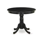 Ensemble de salle à manger 5 pièces Belmont avec table ronde et 4 chaises Parson, finition noir brossé.