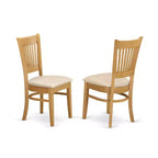 Ensemble repas 5 pièces Belmont pour petits espaces, comprenant une table de salle à manger et 4 chaises de salle à manger avec assise en tissu de lin et dossier à lattes, finition chêne
