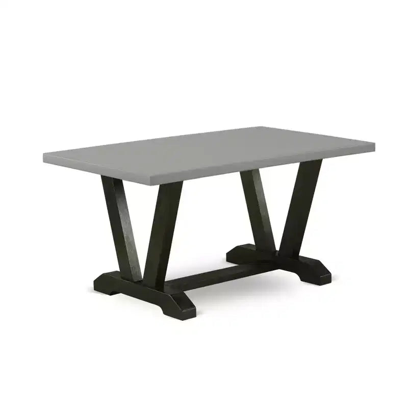 Salle à manger 7 pièces Belmont – 6 chaises de salle à manger et une table rectangulaire, finition ciment et noir