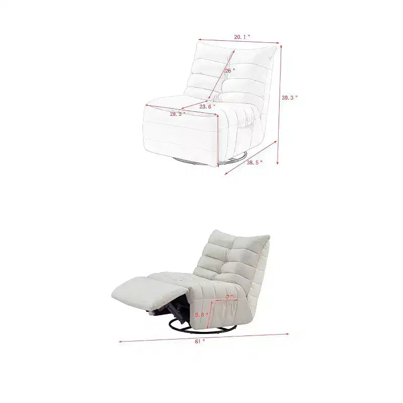 Fauteuil de relaxation moderne 61" avec poche latérale, capacité de charge 220lbs, chaise longue paresseuse en velours bleu lac